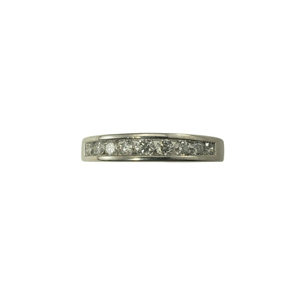 Vintage 14 Karat White Gold Diamond Wedding Band Ring Size 7.25 #11041